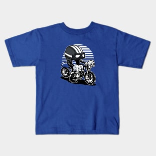 Cafe Racer Helmet Rider - Crazy Cartoon Kids T-Shirt